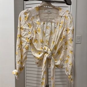 ba&sh Cream and Yellow Floral Blouse